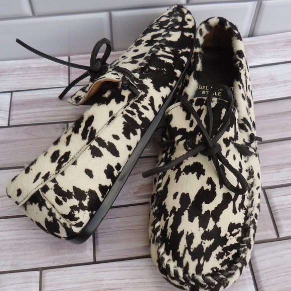SIZE EU 35. ISABEL MARANT ETOILE Calf Hair Animal Print Moccasin. - Picture 1 of 16